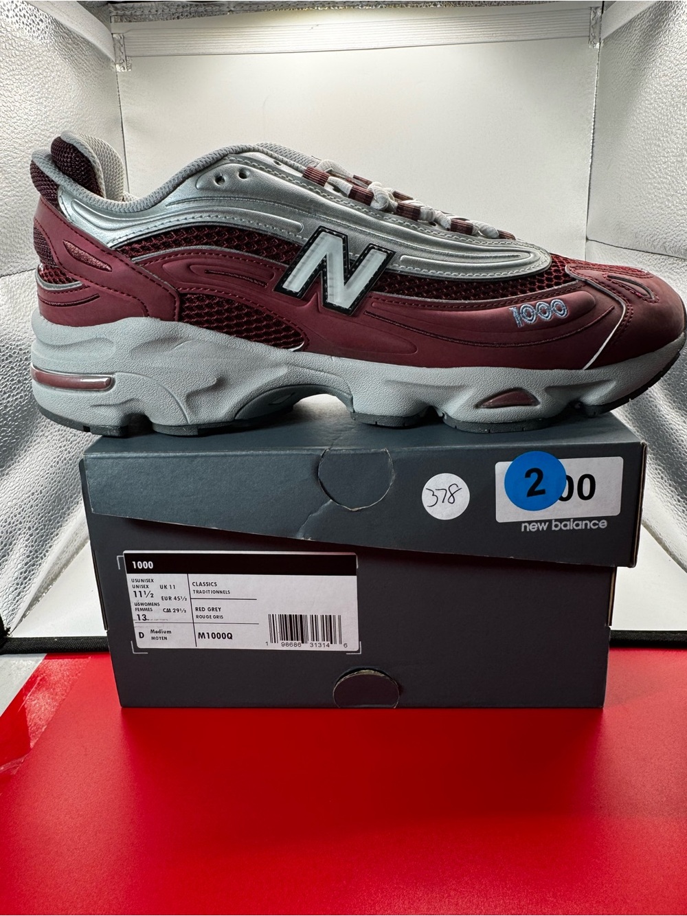 New Balance 1000 Red Grey M1000Q Brand New Deadstock with Box Size 11.5 / Women'
